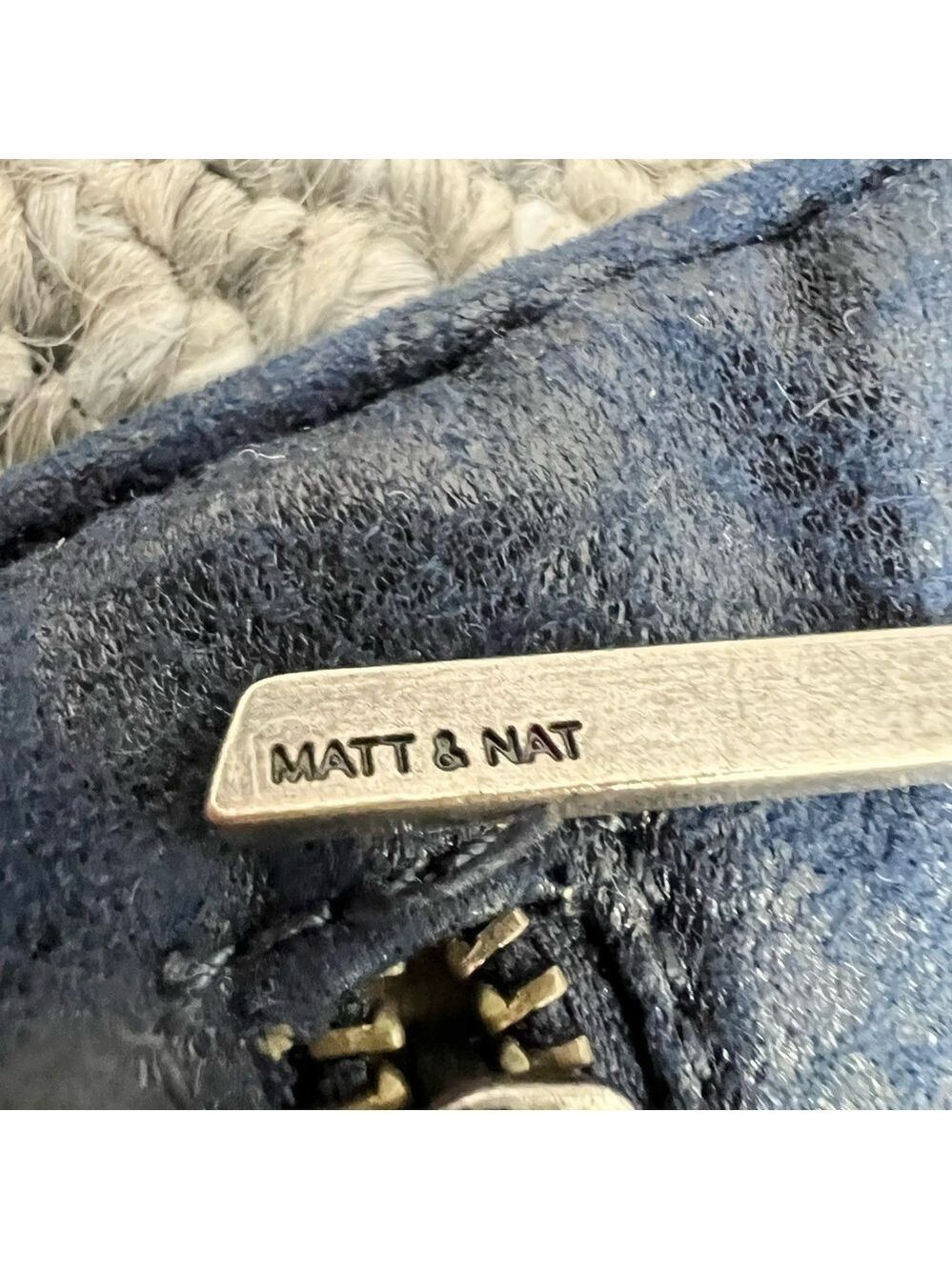 Matt & Nat Montreal vegan coated suede blue crossbody shoulder bag - Picture 6 of 12
